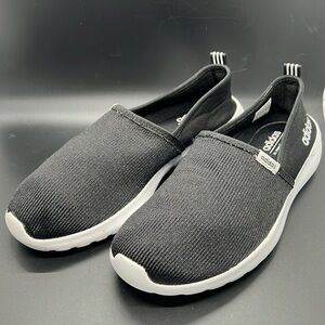 ADIDAS CLOUDFOAM Slip On Black White Lightweight Casual Comfort Shoe Womens 9